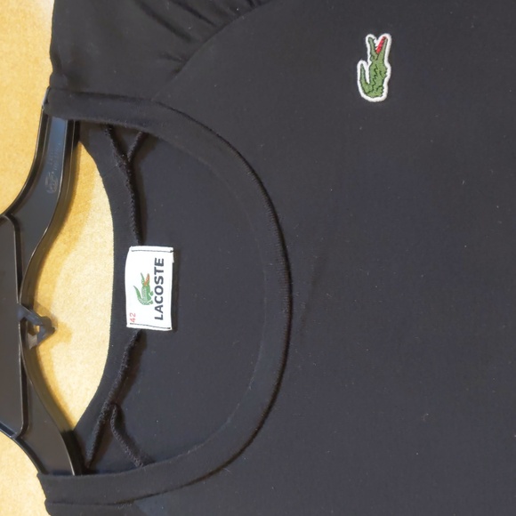 Lacoste T-shirt Black size M ladies 42 fitted short sleeve - Picture 5 of 6